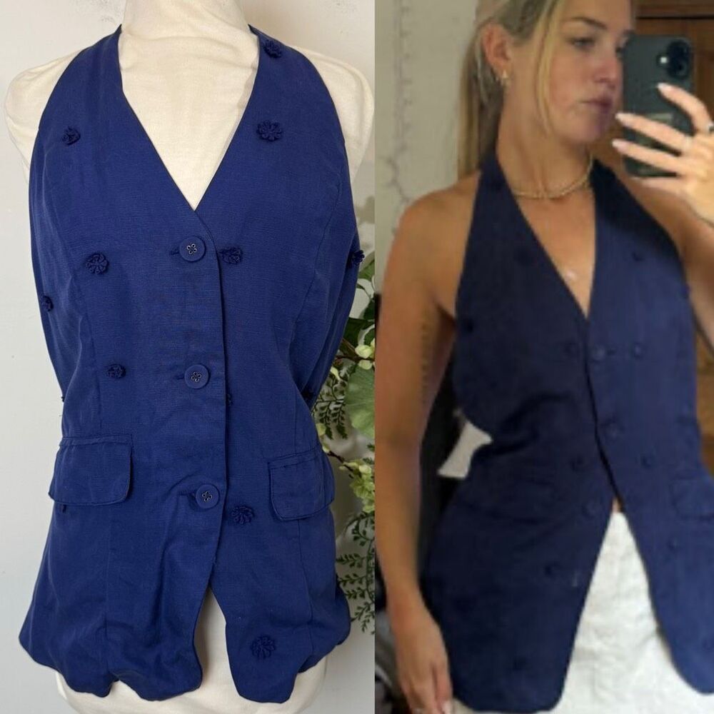 Anthropologie Maeve Linen Blend Halter Vest | M petite | new NWT “